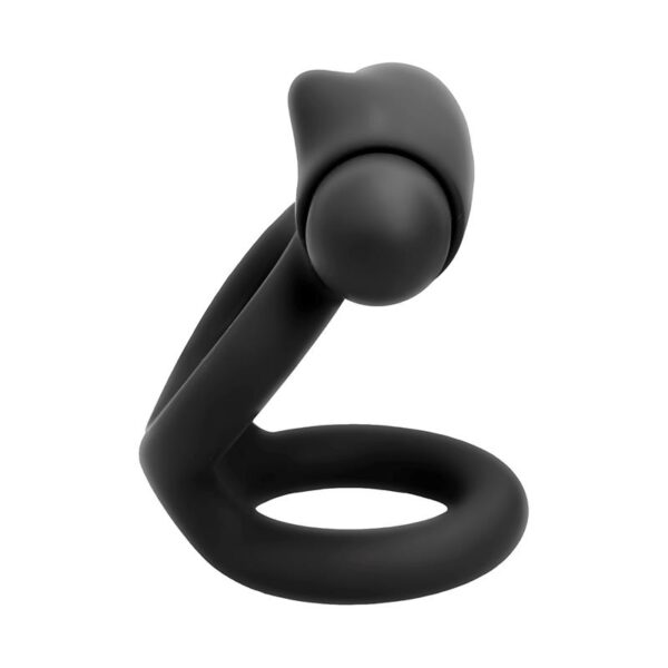 Denver Double Cockring with Vibrating Bullet USB Silicone Black – Image 3