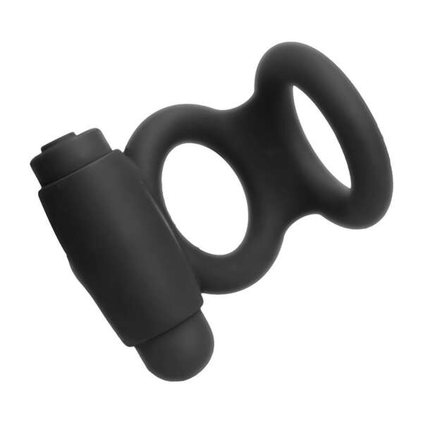 Denver Double Cockring with Vibrating Bullet USB Silicone Black – Image 5
