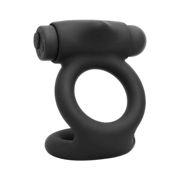 Denver Double Cockring with Vibrating Bullet USB Silicone Black – Image 6