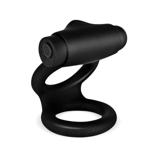 Denver Double Cockring with Vibrating Bullet USB Silicone Black – Image 7