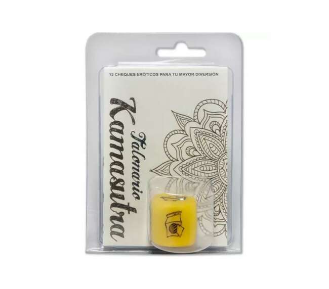 Dice set of objects and a kamasutra checkbook