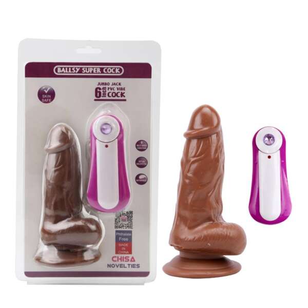 Dildo Jumbo Jack 6 Vibrating Dildo-Brown – Image 4