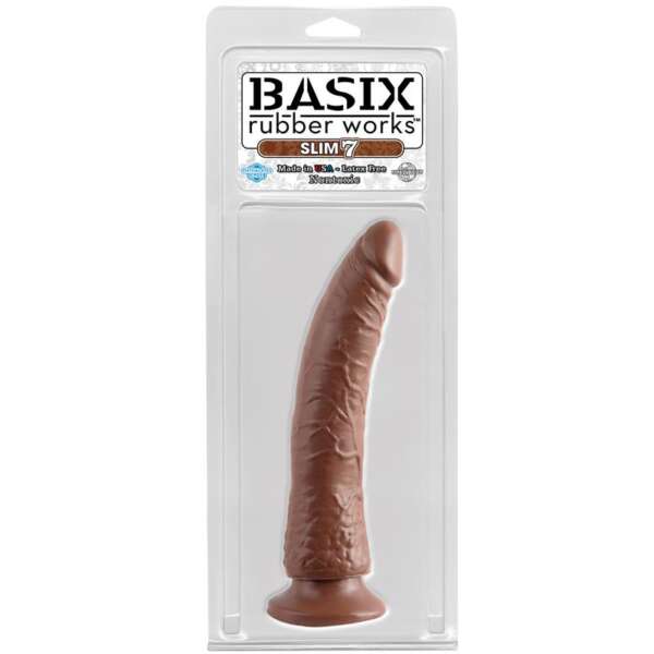Dildo Slim 17,78 cm with Suction Cup - Brown – Image 3