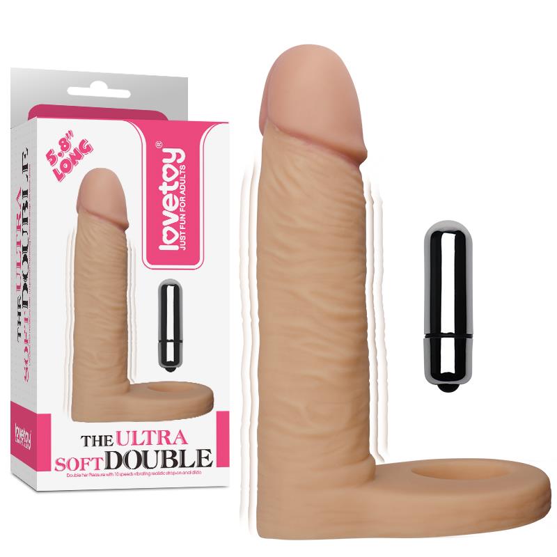 Dildo The Ultra Soft Double with Vibration 5.8 Flesh – Image 6