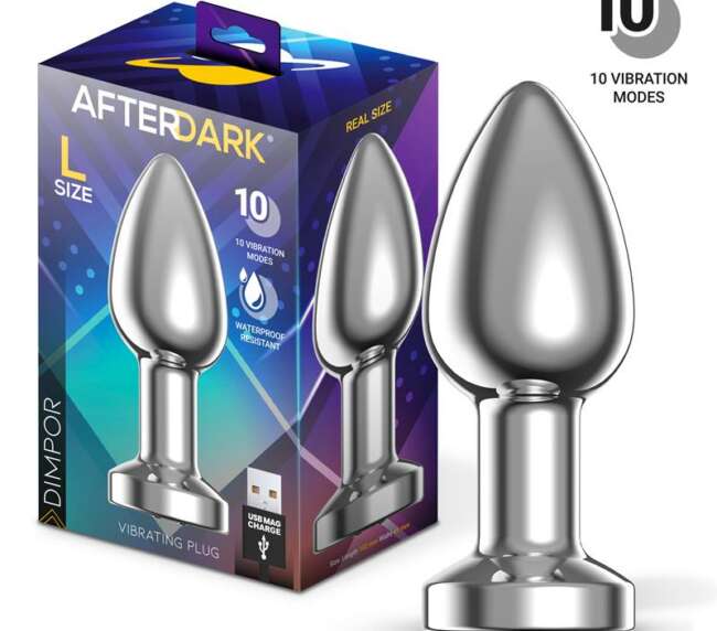 Dimpor Chrome Anal Plug with Vibration and Magnetic USB Size L
