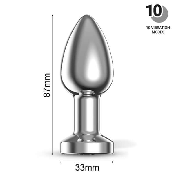 Dimpor Chrome Anal Plug with Vibration and Magnetic USB Size M – Image 3
