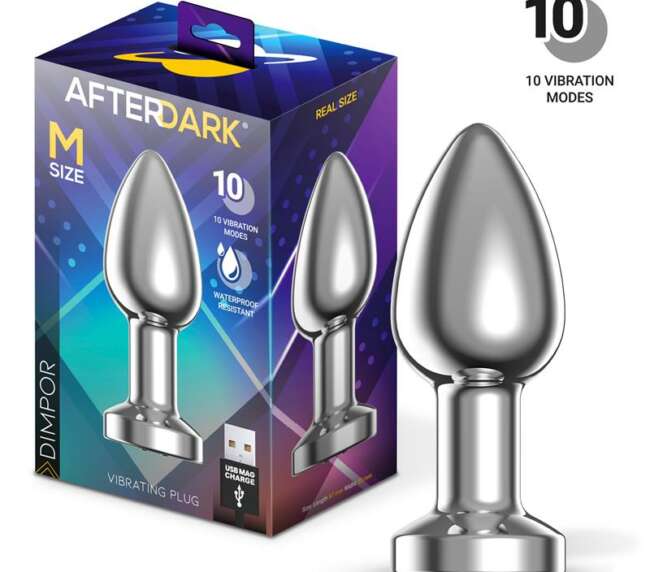 Dimpor Chrome Anal Plug with Vibration and Magnetic USB Size M