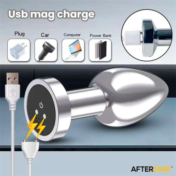 Dimpor Chrome Anal Plug with Vibration and Magnetic USB Size S – Image 6