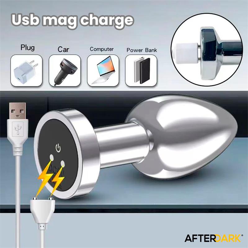 Dimpor Chrome Anal Plug with Vibration and Magnetic USB Size S – Image 6