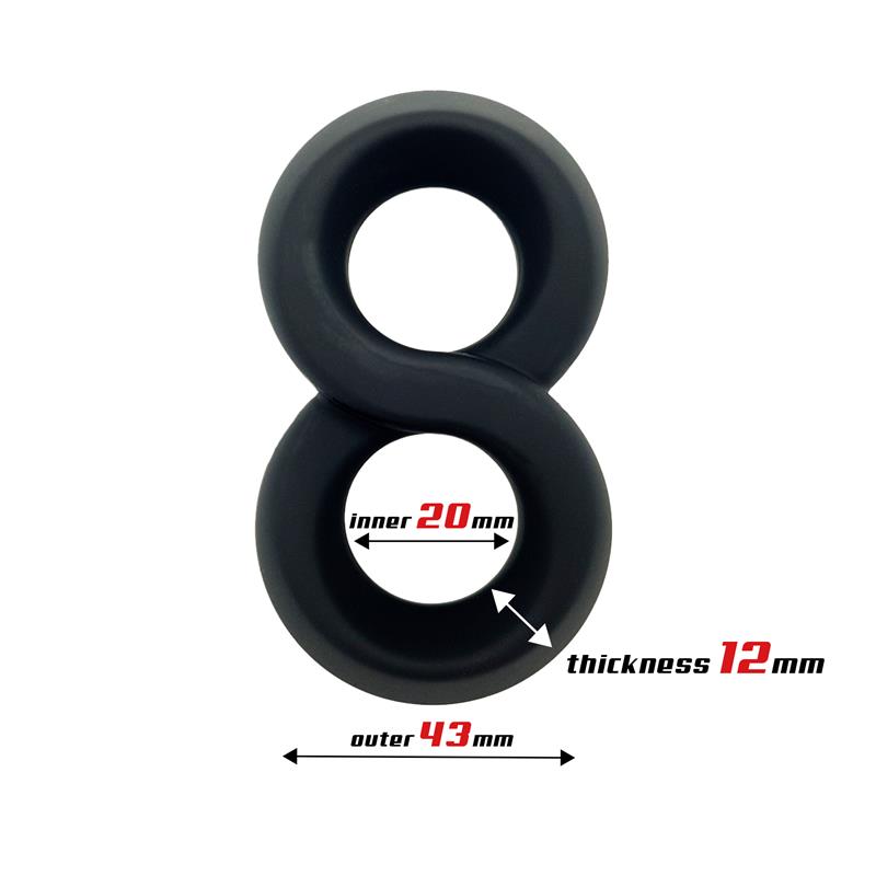 Double Penis Ring 100% Liquid Silicone 2 cm Black – Image 4