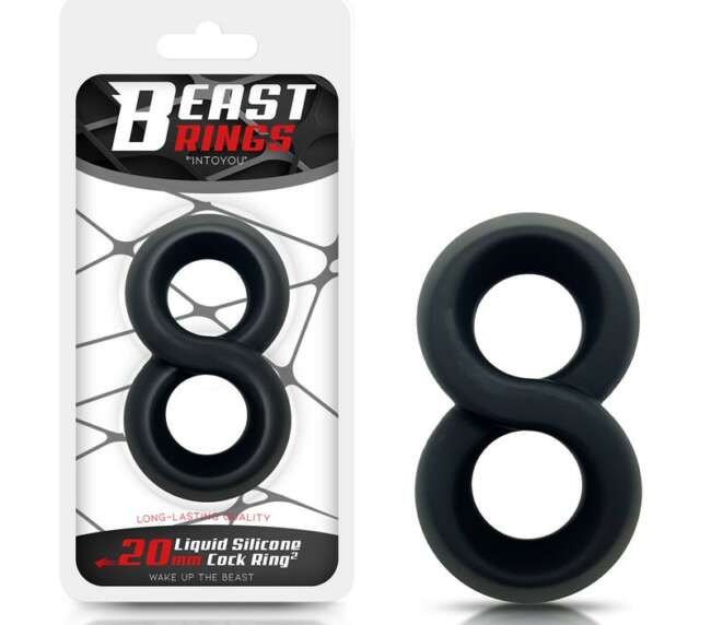 Double Penis Ring 100% Liquid Silicone 2 cm Black