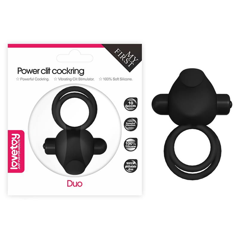 Double Vibrating Cockring Power Clit Duo Black – Image 6