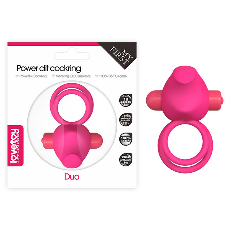 Double Vibrating Cockring Power Clit Duo Pink – Image 3