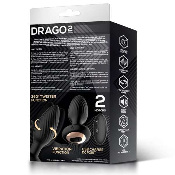 Drago Butt Plug Vibration, 360º Twister Movement and Remote Control – Image 7