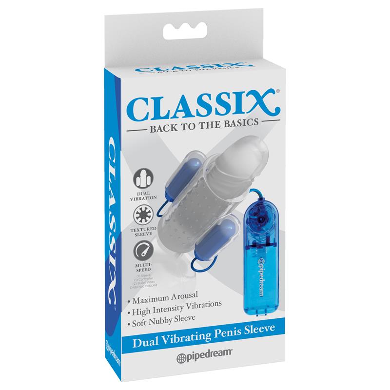 Dual Vibrating Penis Sleeve Blue and Clear – Image 5