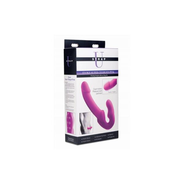 Evoke Vibrating Strapless Strap-On Pink – Image 3