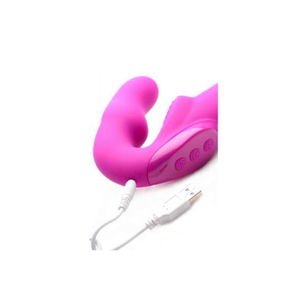 Evoke Vibrating Strapless Strap-On Pink – Image 7