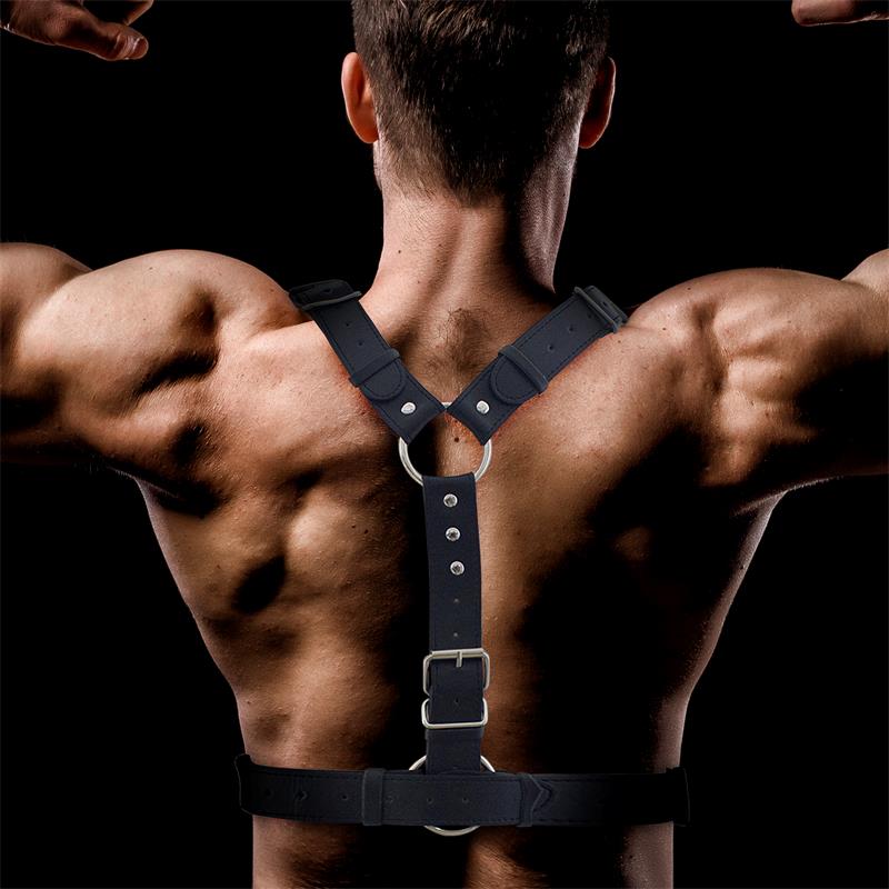 Fabrio Male Chest Bondage Harness Vegan Leather - Imagen 5