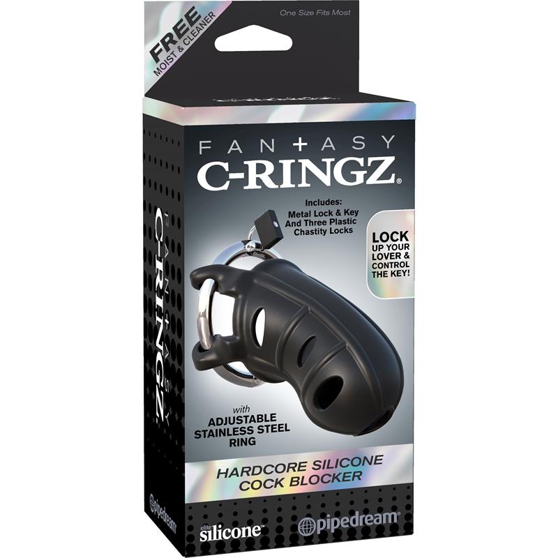 Fantasy C-Ringz Hardcore Silicone Cock Blocker Black – Image 3