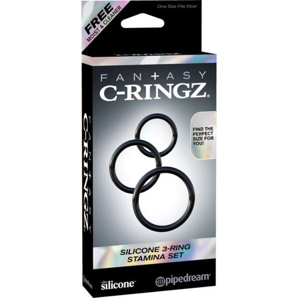 Fantasy C-Ringz Silicone 3-Ring Stamina Set Black – Image 4
