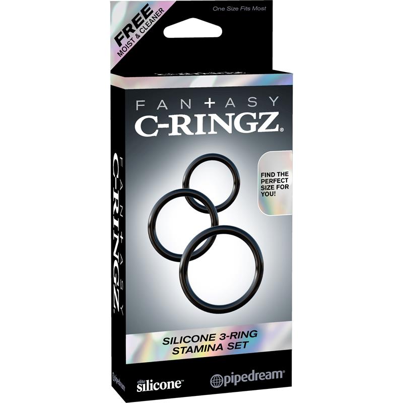 Fantasy C-Ringz Silicone 3-Ring Stamina Set Black – Image 4