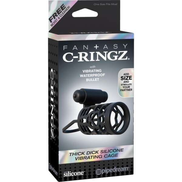 Fantasy C-Ringz Thick Dick Silicone Vibrating Cage Black – Image 5