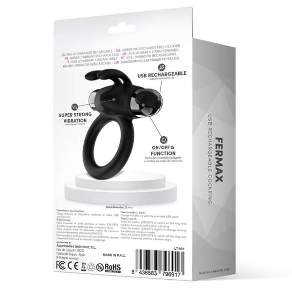Fermax Vibrating Ring with Rabbit USB Silicone Black – Image 6