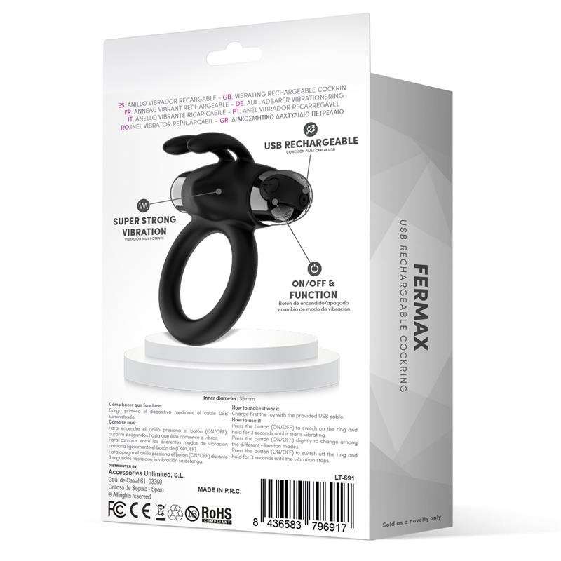 Fermax Vibrating Ring with Rabbit USB Silicone Black – Image 6