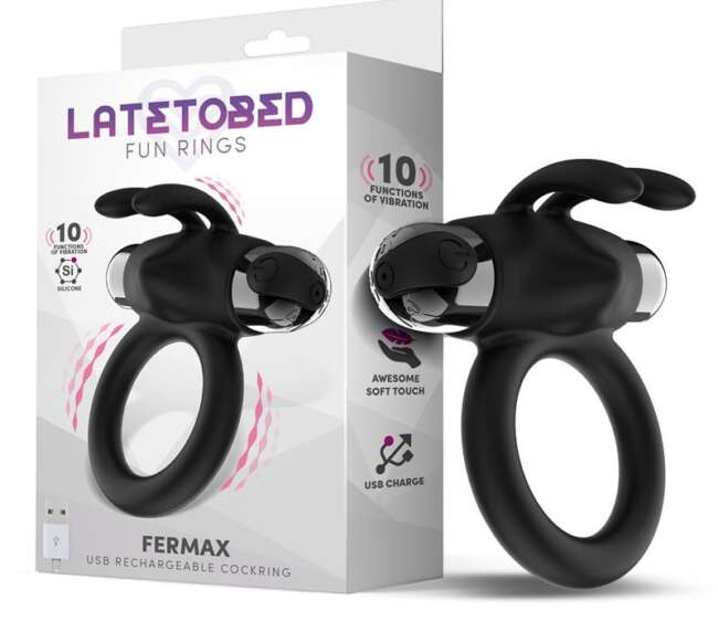 Fermax Vibrating Ring with Rabbit USB Silicone Black