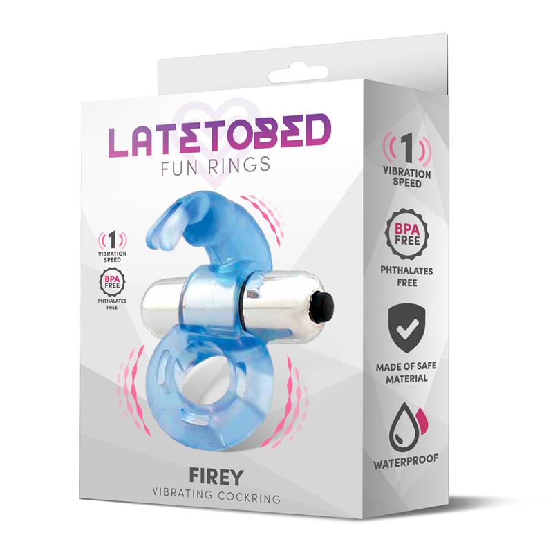 Firey Vibrating Penis Ring with Rabbit Blue – Image 4