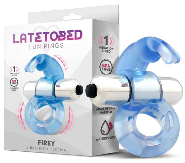 Firey Vibrating Penis Ring with Rabbit Blue