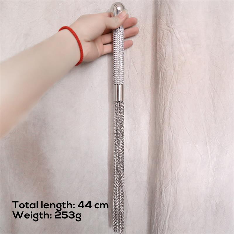 Flogger with Chain Tassel with Rhinestone Handle – Image 7