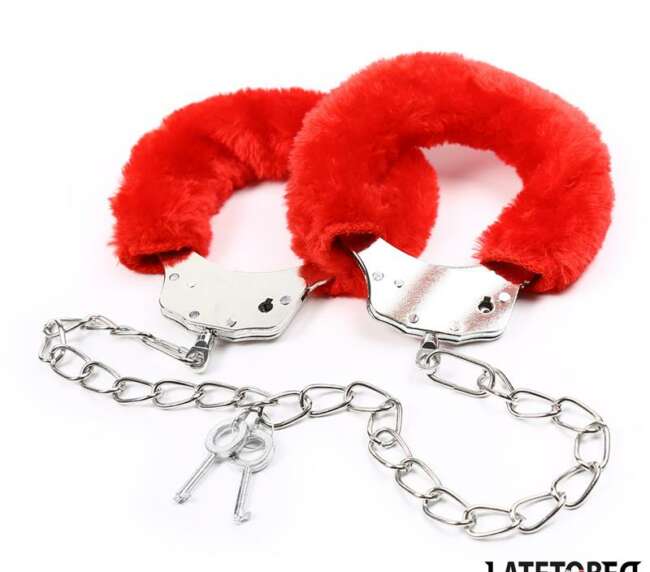 Fur Ankle Cuffs Red
