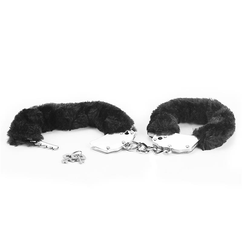 Furry Metal Handcuffs Black – Image 3