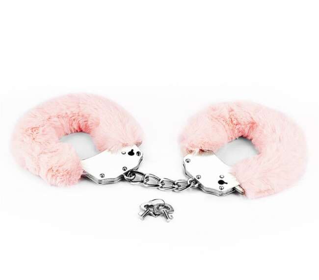 Furry Metal Handcuffs Pink