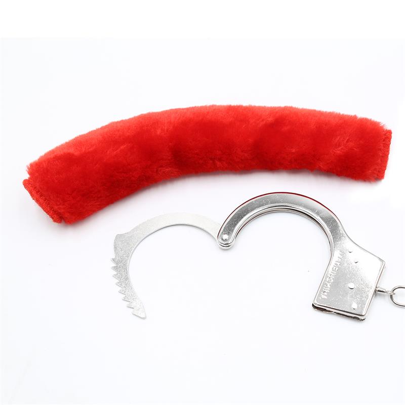 Furry Metal Handcuffs Red – Image 9