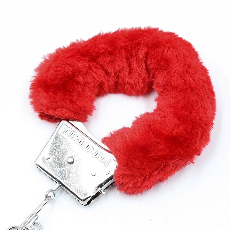 Furry Metal Handcuffs Red – Image 3