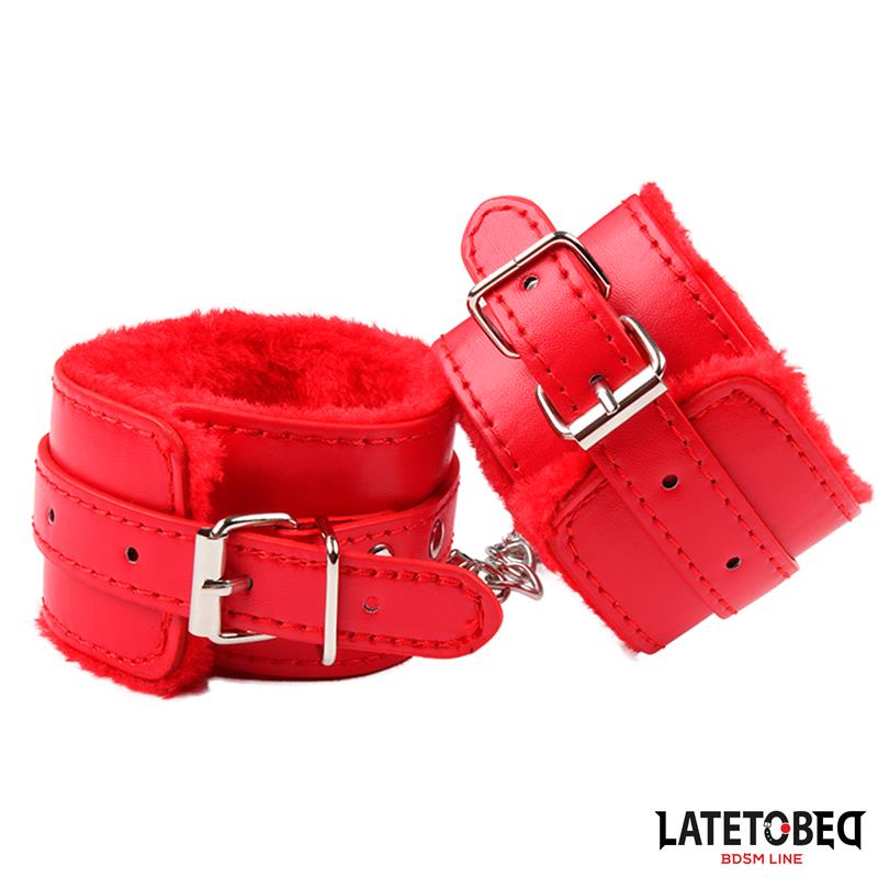 Furry Wrist Cuff Red – Image 4
