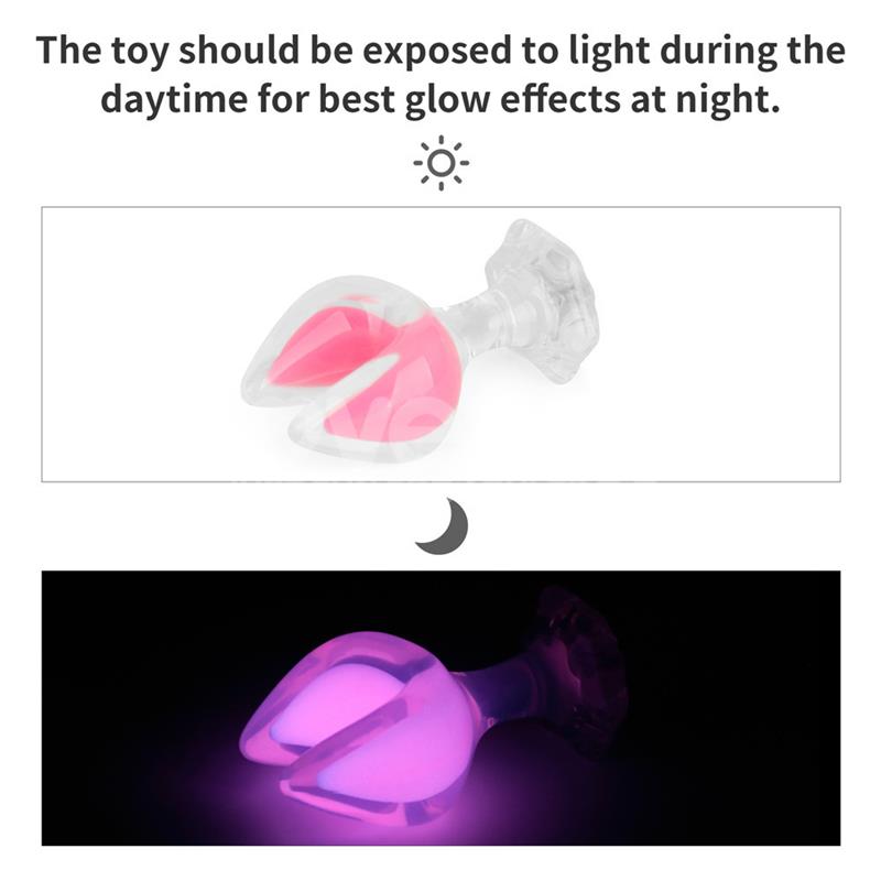 Gemoria Silicone Butt Plug dual crescent-shaped tip Glow Dark – Image 5