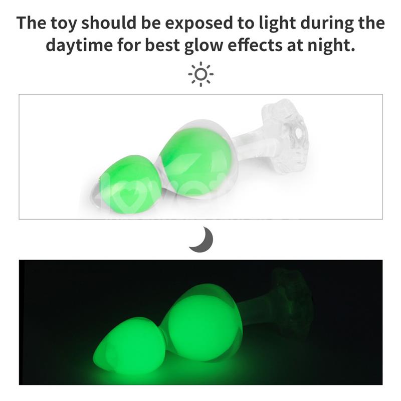 Gemoria Silicone Butt Plug Internal steel ball Glow in Dark – Image 11