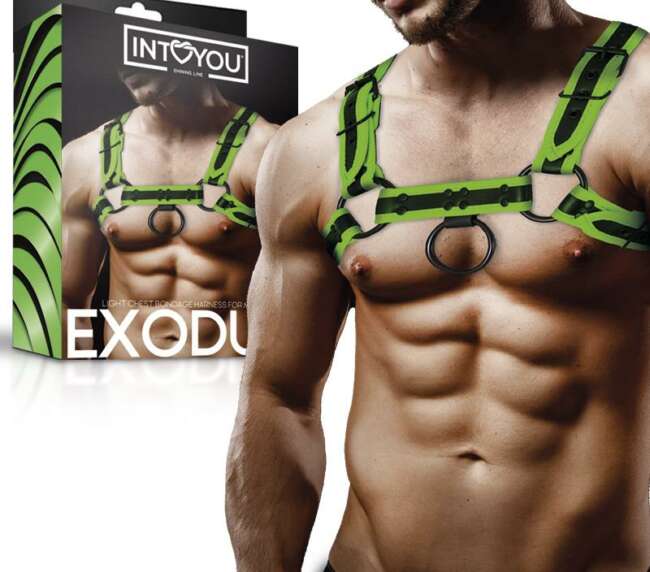 Arnés de pecho Bondage que brilla en la oscuridad