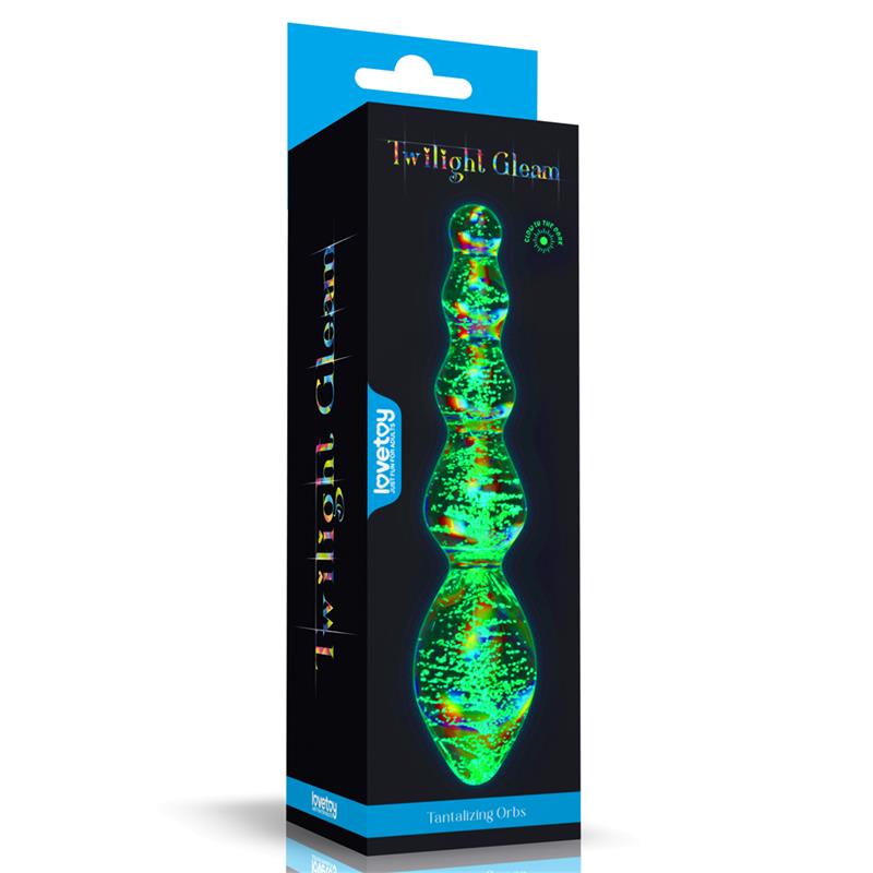 Glow in the Dark Glass Dildo Dark Twilight Gleam Tantalizing Orbs – Image 3