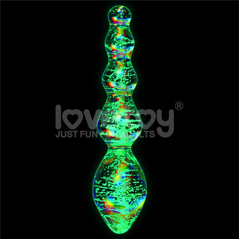 Glow in the Dark Glass Dildo Dark Twilight Gleam Tantalizing Orbs – Image 4