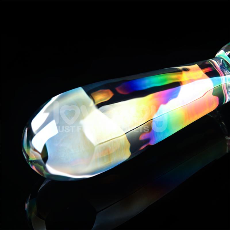 Glow in the Dark Glass Dildo Twilight Gleam Rising Ripples – Image 3