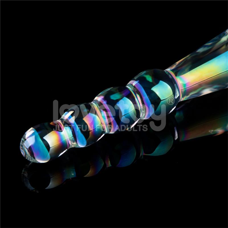 Glow in the Dark Glass Dildo Twilight Gleam Rising Ripples – Image 5