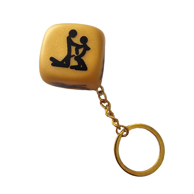 Golden Position Dice Keychain