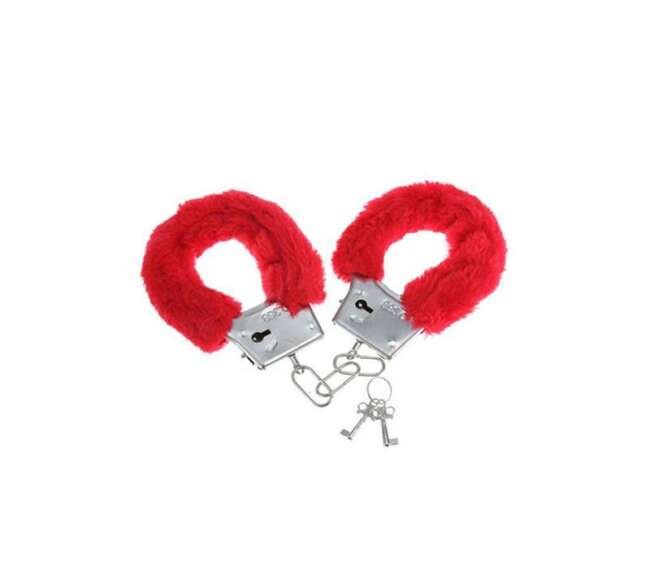 Handcuffs with Fur Red