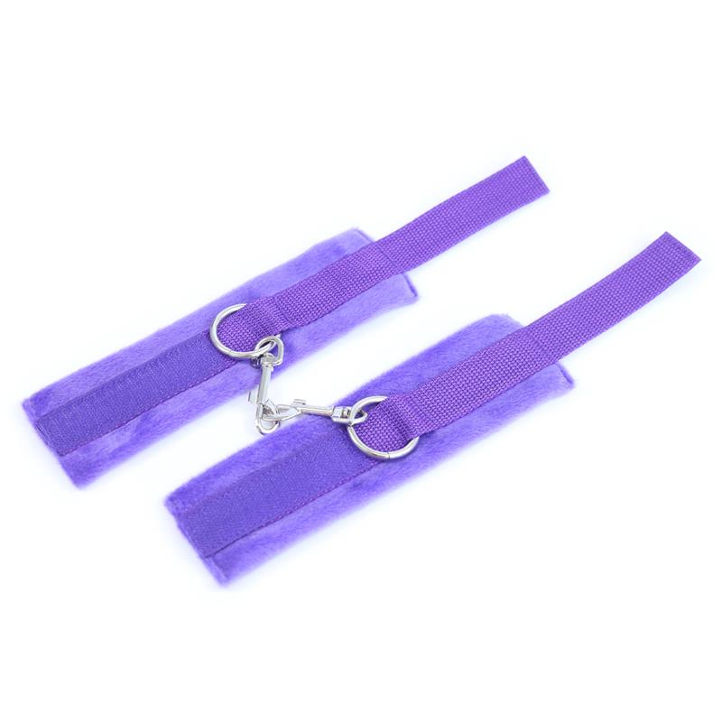 Handcuffs with Velcro with Long Fur Purple – Image 4