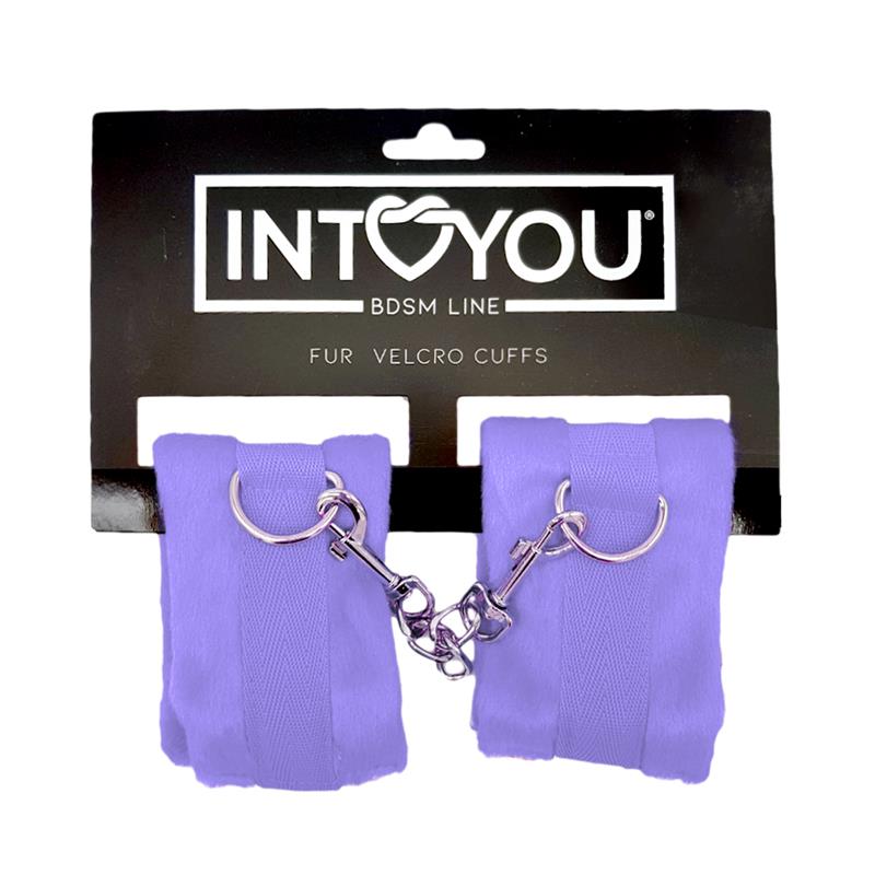 Handcuffs with Velcro with Long Fur Purple – Image 5