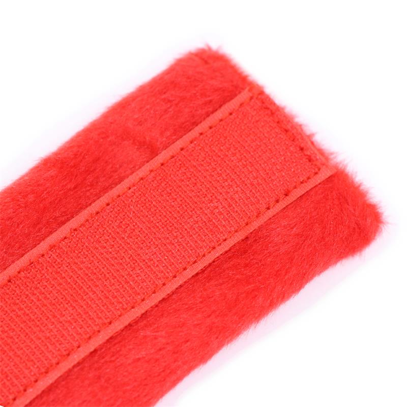 Handcuffs with Velcro with Long Fur Red – Image 6